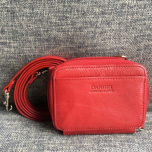 Danier Genuine Leather Red Mobile/Wallet Crossbody - Picture 3 of 15